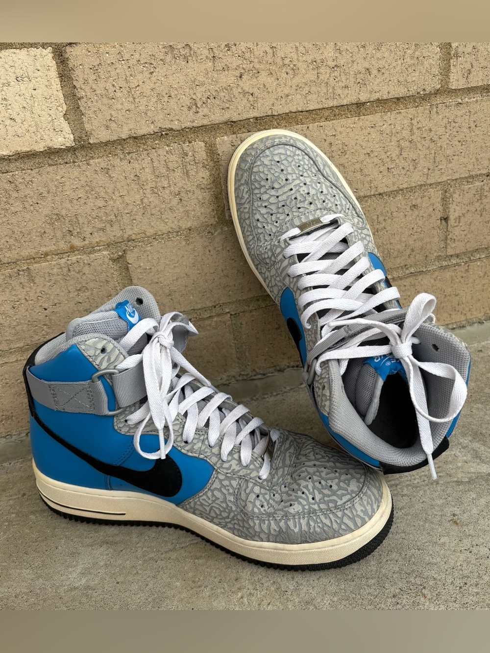 Nike Air Force 1 High '07 "Elephant Print" Grey/Hyper Blue (2012) – Size 9